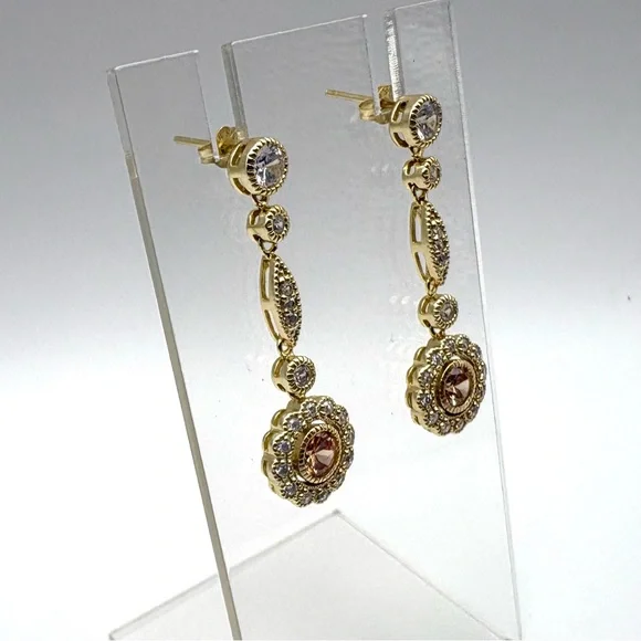 New Gold Over Sterling Silver Muti-Tier Earrings Purchased from Freida Rothman - Picture 4 of 6